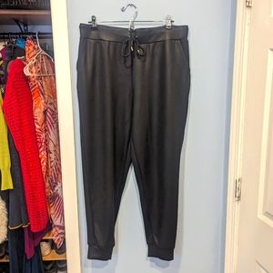 FINAL PRICE CABLE AND GAUGE Leather Look Shiny Slouchy Drawstring Jogger Pants